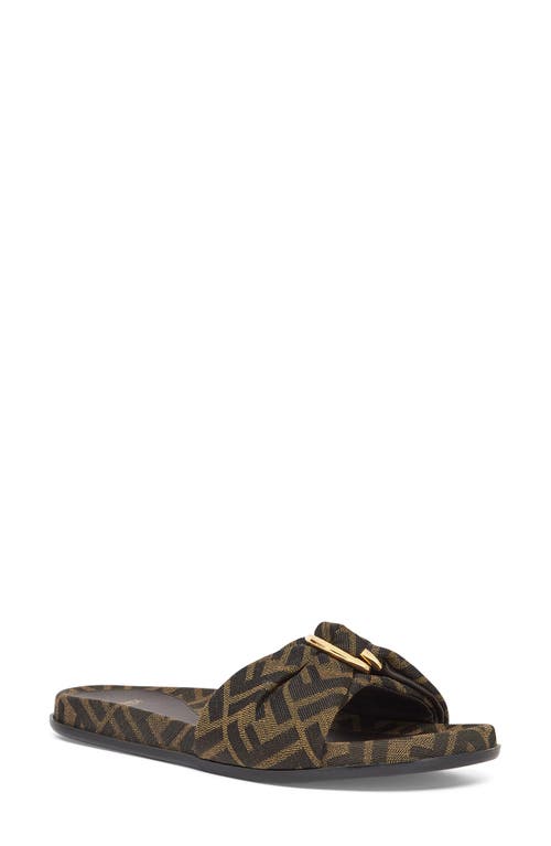 Fendi Brown Ff Jacquard Slides In Tobacco