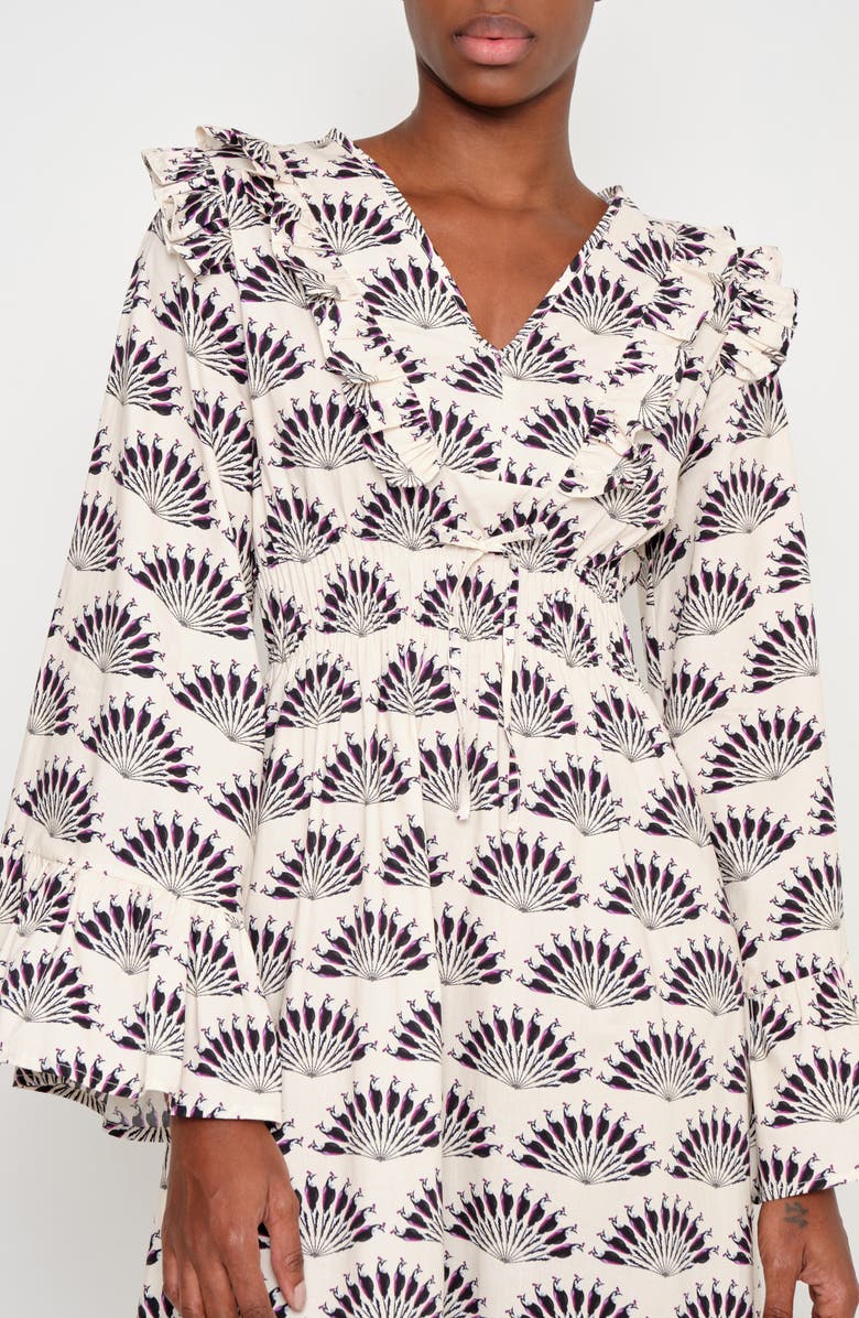 The Lulo Project The Chaos Petal Print Long Sleeve Maxi Dress, Alternate, color, Throated Ivory