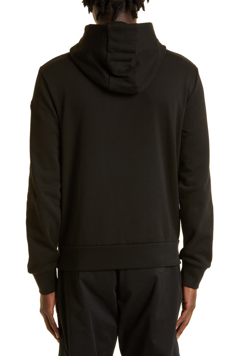 Logo Tape Cotton Zip Hoodie, Alternate, color, BLACK