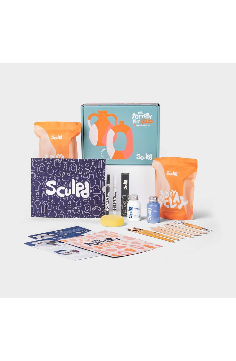 SCULPD Home Pottery Kit with Matte Varnish, Main, color, Fine Tip Pens