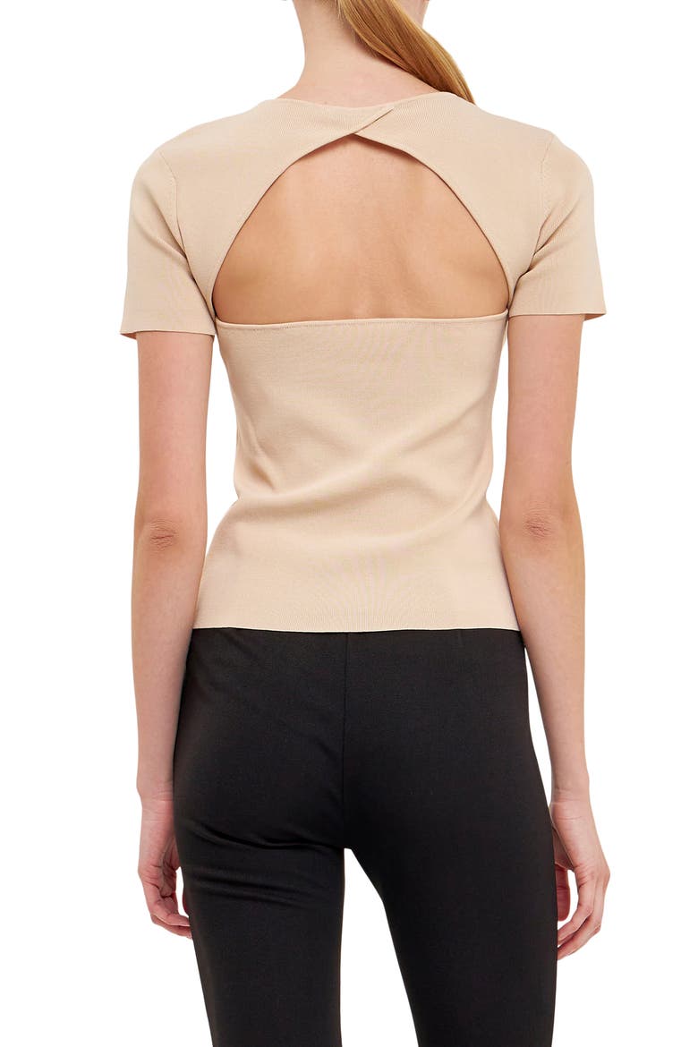 Back Cutout Knit Top, Alternate, color, BEIGE