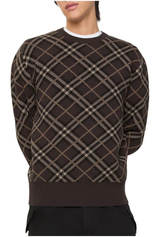 Burberry Gregory Checked Wool-blend Sweater In Brown