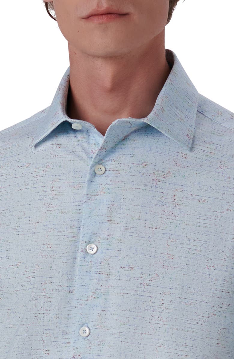 Bugatchi OoohCotton<sup>®</sup> Short Sleeve Button-Up Shirt, Alternate, color, Aqua