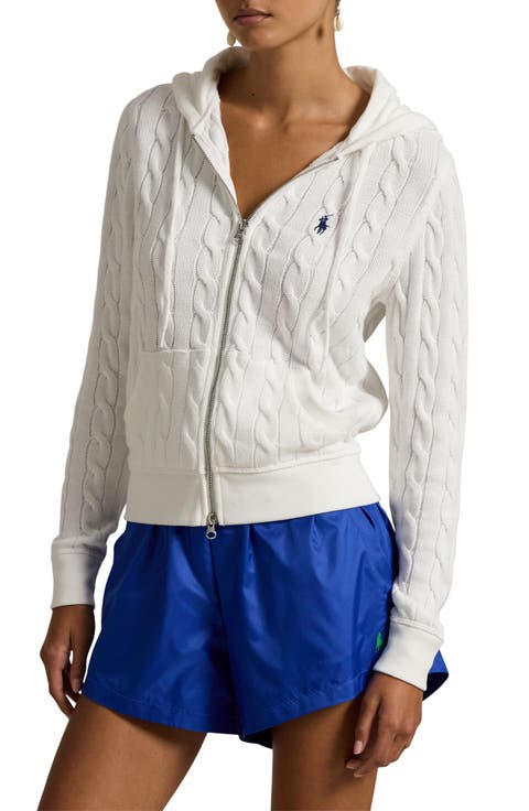 Cable Knit Cotton Zip Hoodie