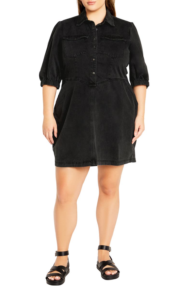 City Chic Remi Denim Minidress, Main, color, 