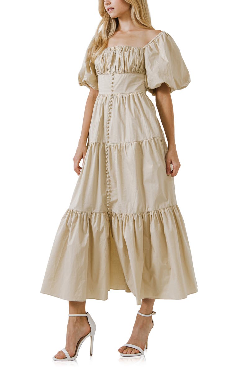 Endless Rose Tiered Ruffle Cotton Maxi Dress, Alternate, color, 