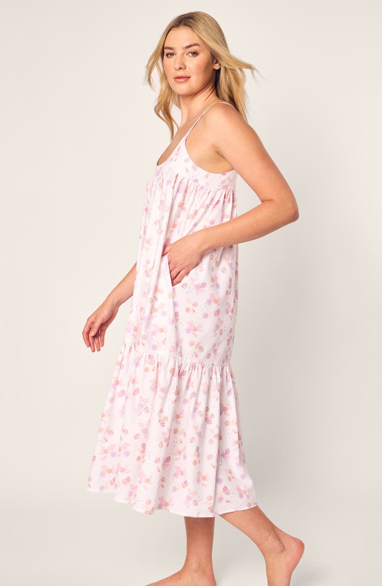 Petite Plume Chloe Cotton Twill Nightgown, Alternate, color, White