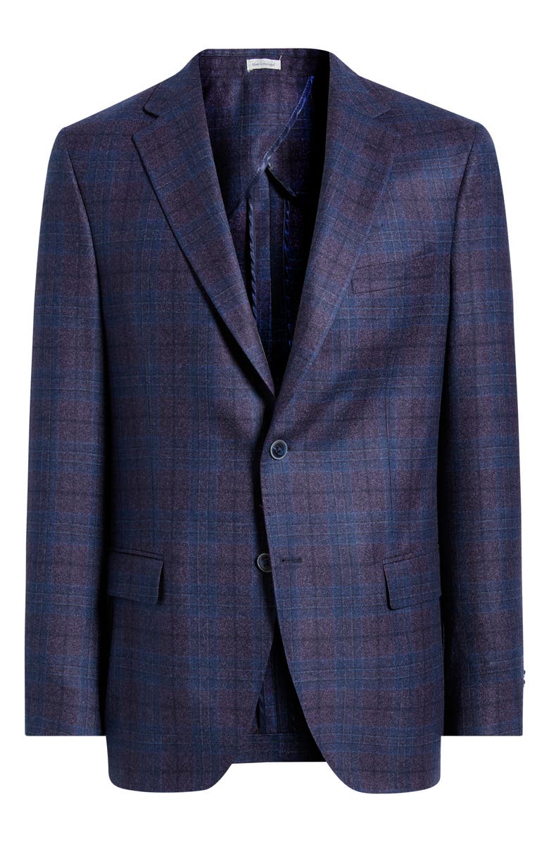 Peter Millar Hyperlight Soft Plaid Wool Sport Coat, Alternate, color, Purple