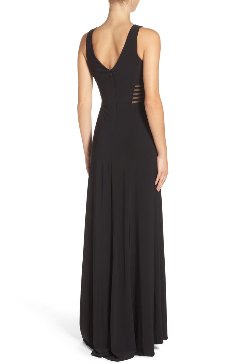 Morgan & Co. Illusion Panel A-Line Gown, Alternate, color,