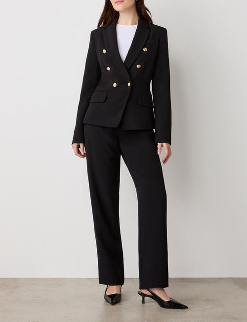 Finery London Lydia Long Sleeve Button Detail Blazer In Black