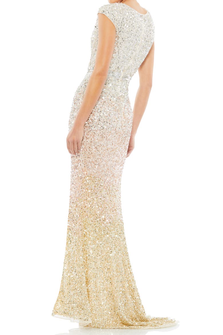 Sequin Embellished Trumpet Gown, Alternate, color, NUDE