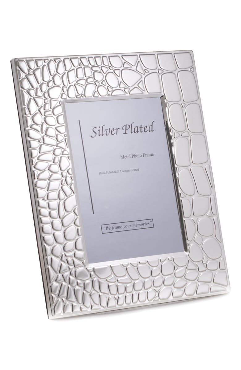 Bey-Berk Croc Embossed 8" x 10" Picture Frame, Main, color, Silver
