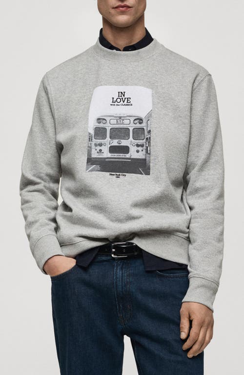 Mango Graphic Sweatshirt In Dark Heather Grey