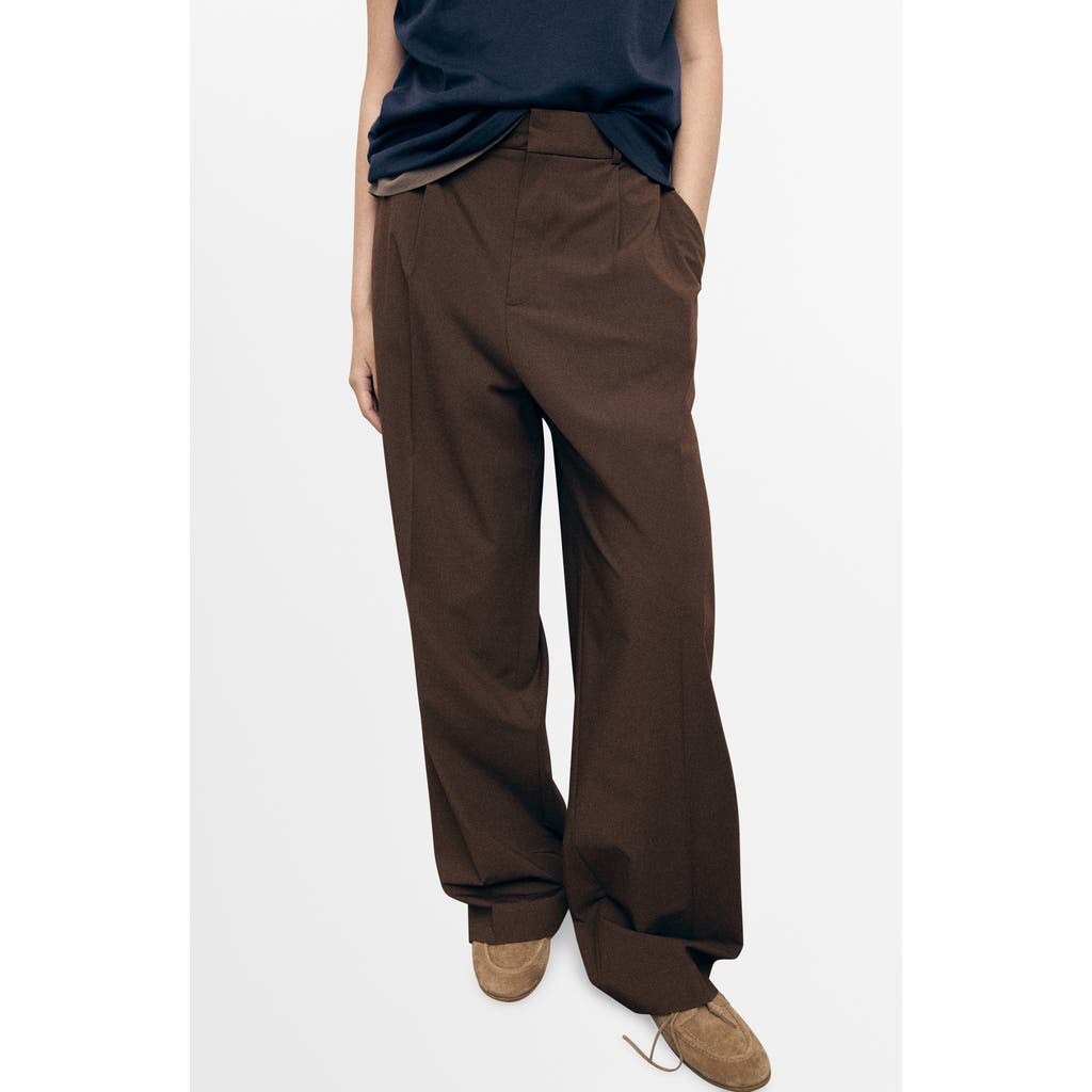 Mango Pleated Wide Leg Pants In Multi