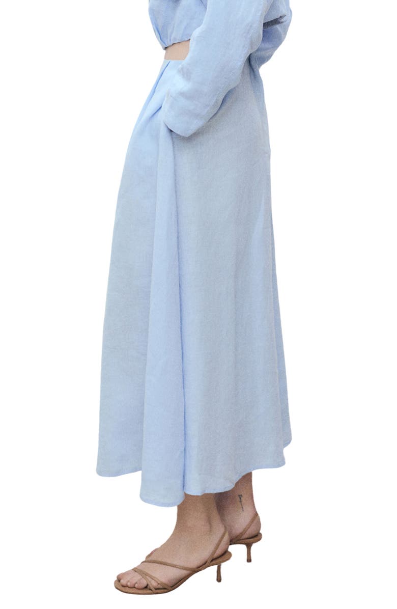 MANGO Pleated Linen Maxi Skirt, Alternate, color, Sky Blue