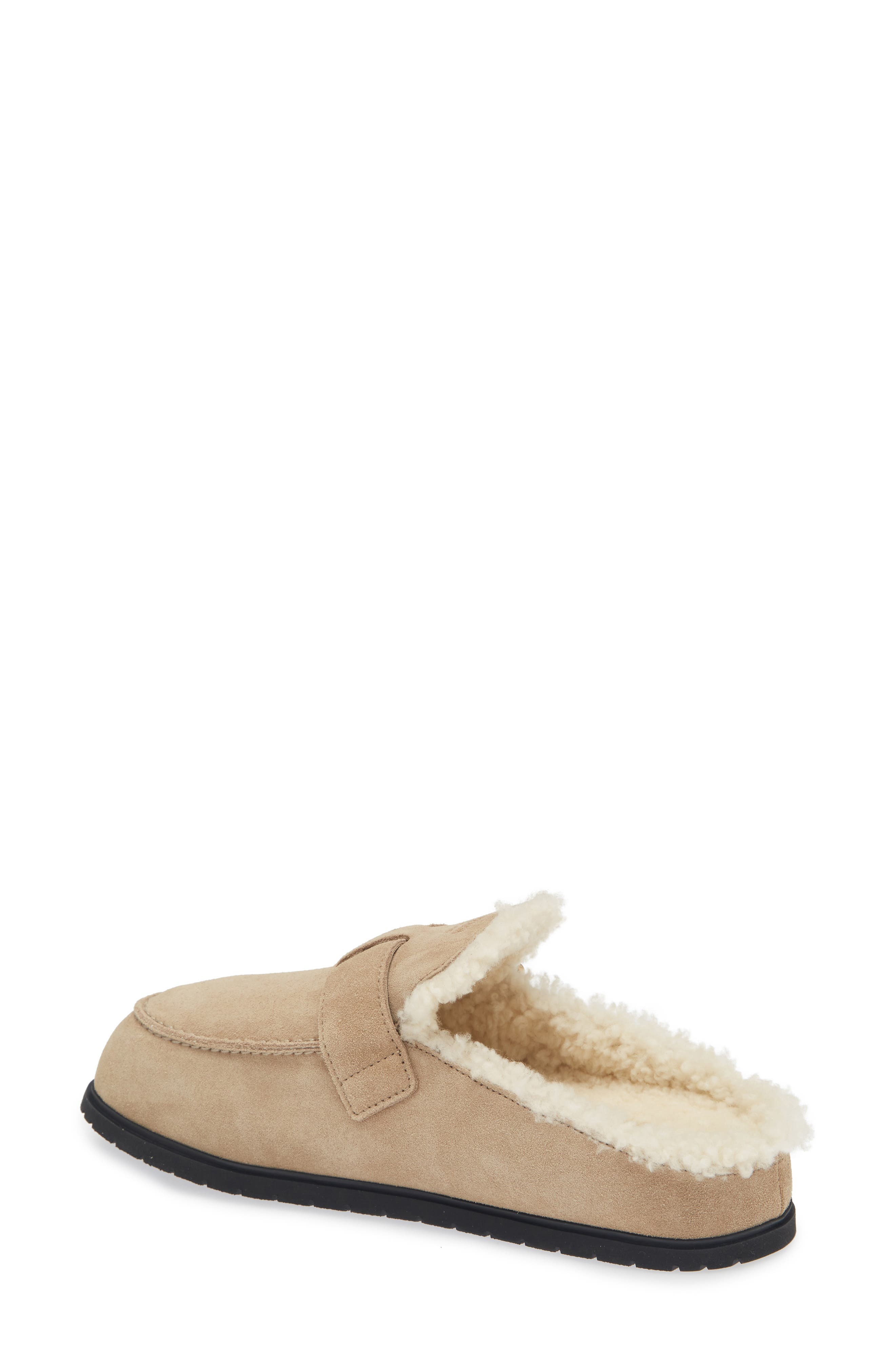 Genuine Shearling Buckle Mule, Alternate, color, DESERTO