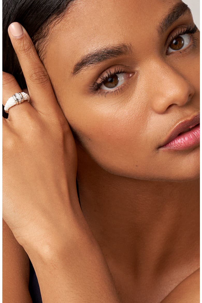White Caviar Diamond Stacking Ring, Alternate, color, SILVER/ DIAMOND