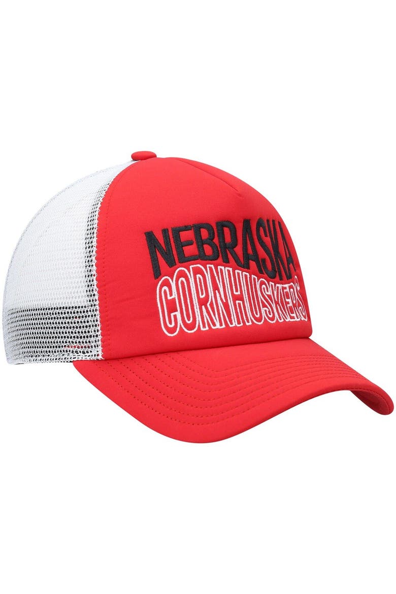 Men's adidas Scarlet/White Nebraska Huskers Wave Foam Trucker Snapback Hat, Alternate, color, Scarlet