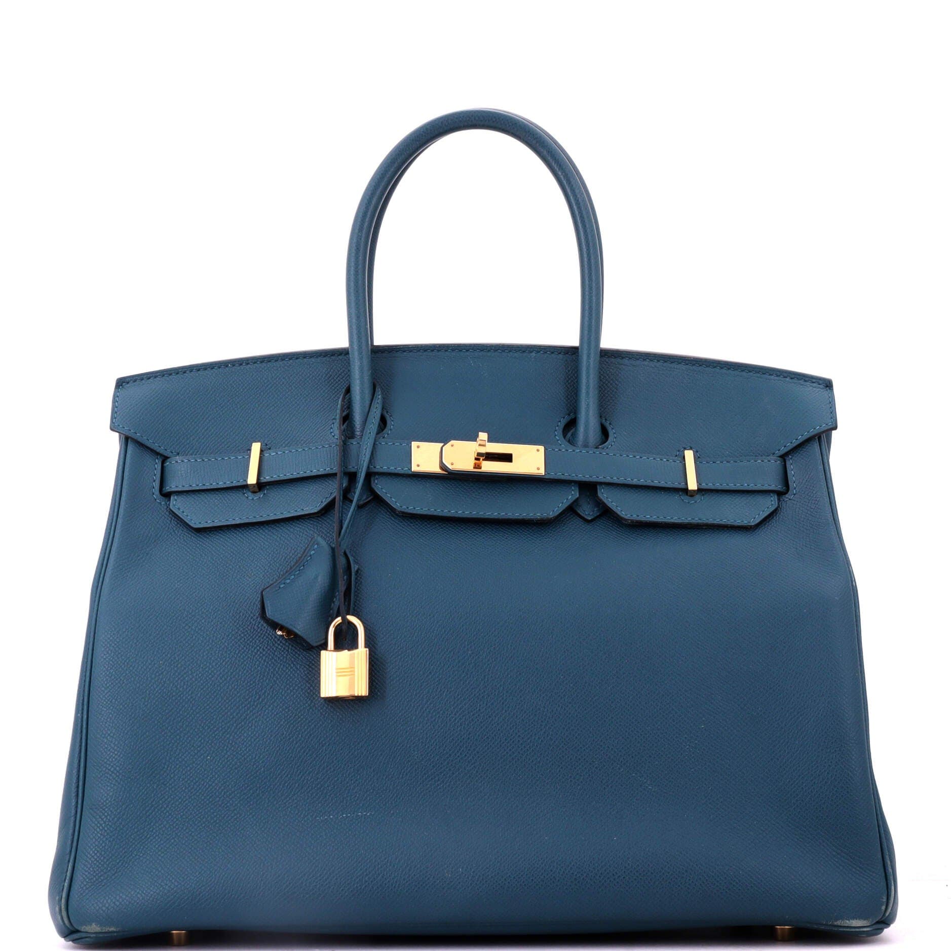 Birkin Handbag Blue Epsom with Gold Hardware 35, Main, color, Blue