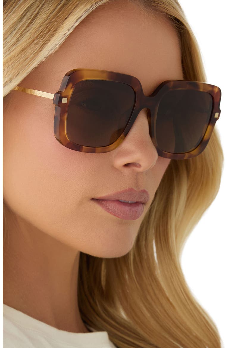 Sandra 54mm Polarized Square Sunglasses, Alternate, color, BROWN FLEUR / BROWN GRADIENT