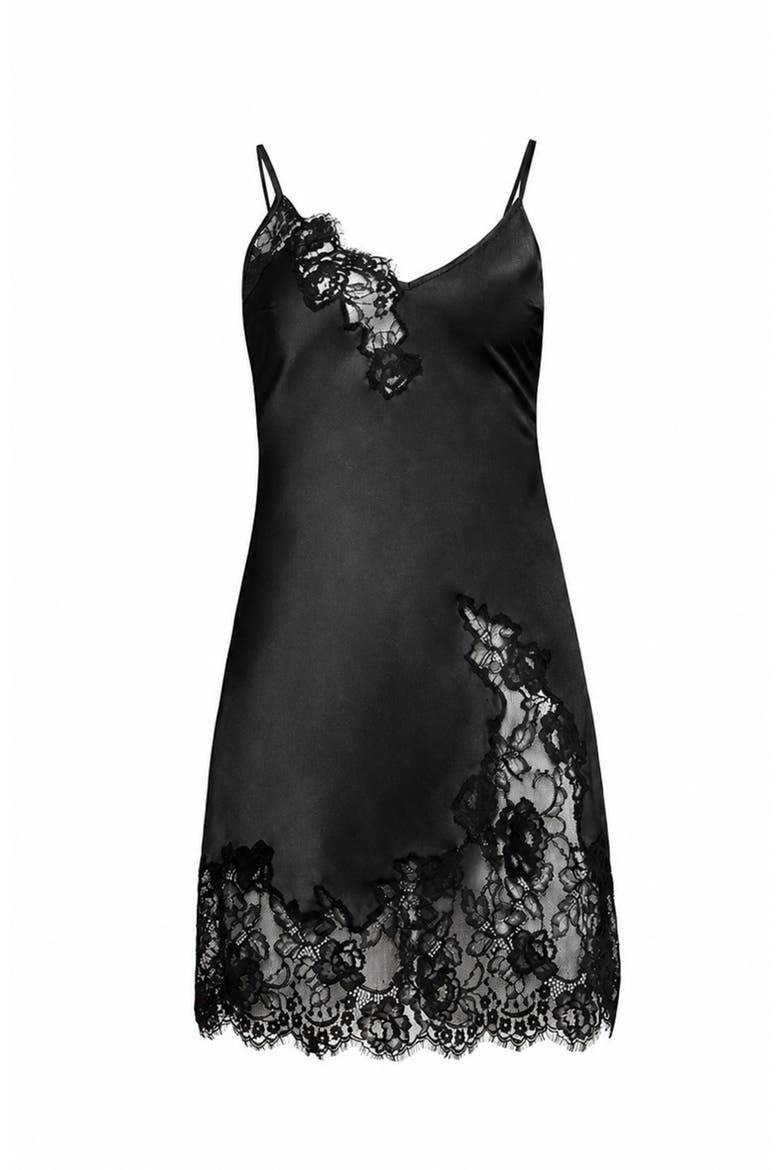 Juliet Lace Mini Slip, Alternate, color, Black