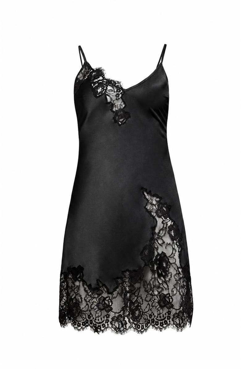 Fleur Du Mal Juliet Lace Mini Slip, Alternate, color, Black