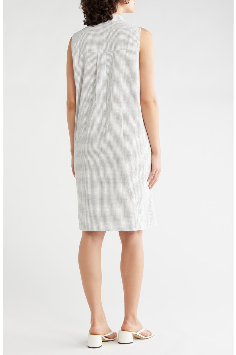 Grid Print Sleeveless Organic Cotton Shirtdress, Alternate, color, WHITE