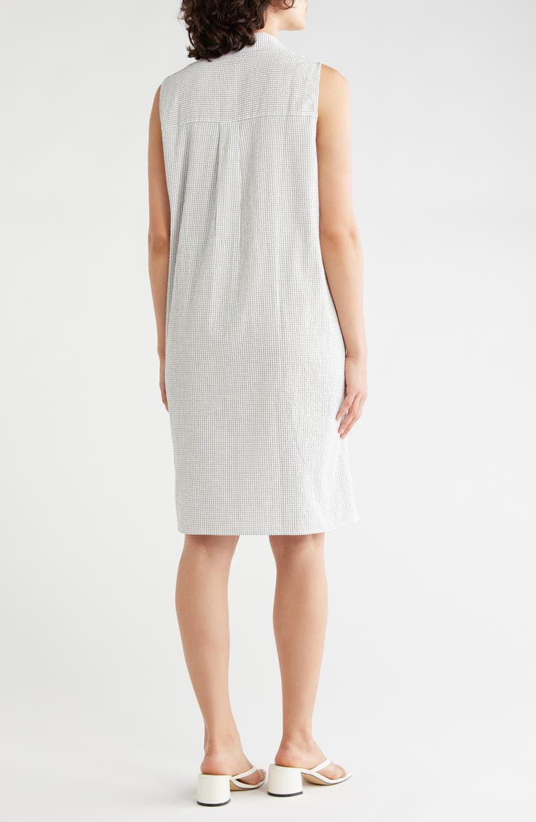 Eileen Fisher Grid Print Sleeveless Organic Cotton Shirtdress, Alternate, color, White