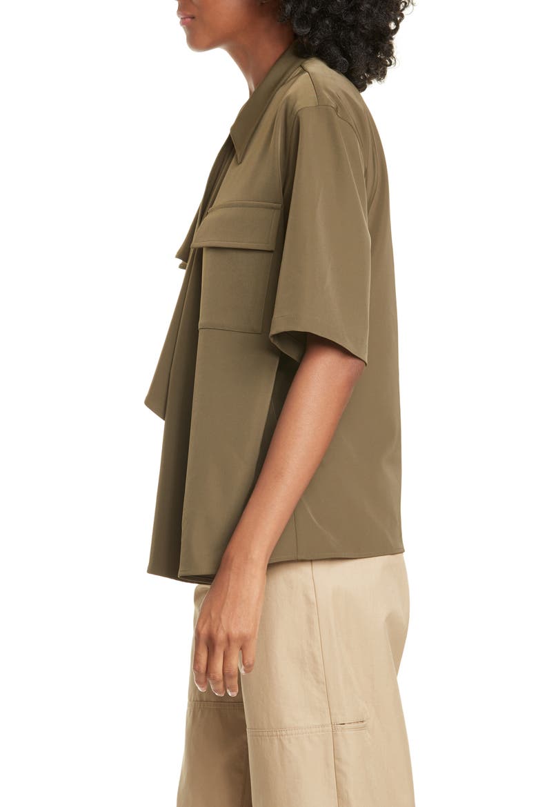 Drape Front Stretch Twill Shirt, Alternate, color, KHAKI