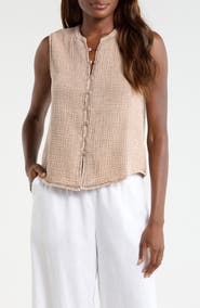 Splendid Ava Cotton Gauze Button-Up Tank