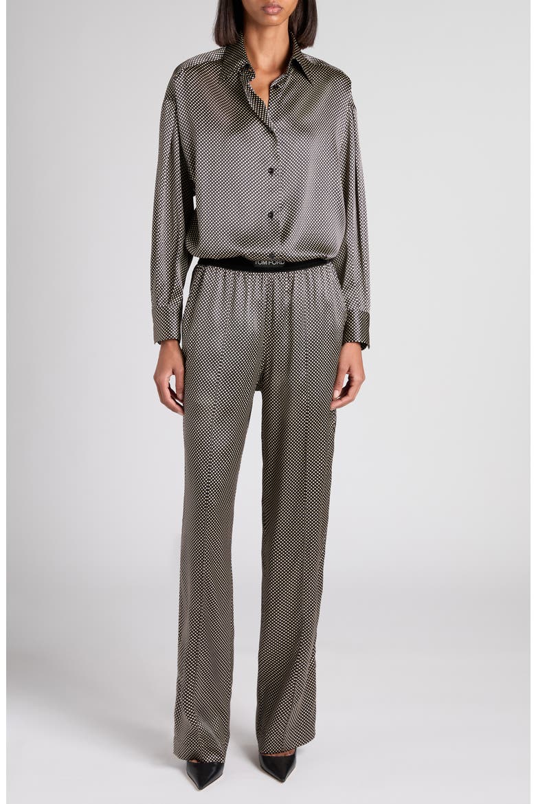 Relaxed Fit Stretch Silk Satin Pants, Alternate, color, BLACK/ BLACK/ WHITE