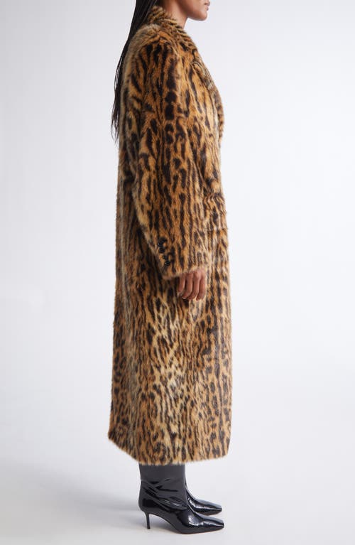 Stand Studio Marceline Leopard Print Faux Fur Coat In Brown