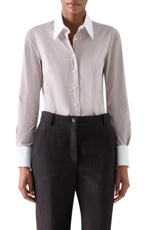 Stretch Cotton Microstripe Shirt