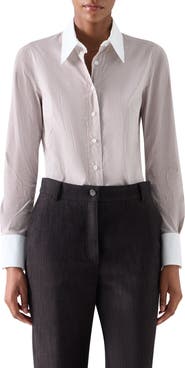 Akris punto Stretch Cotton Microstripe Shirt