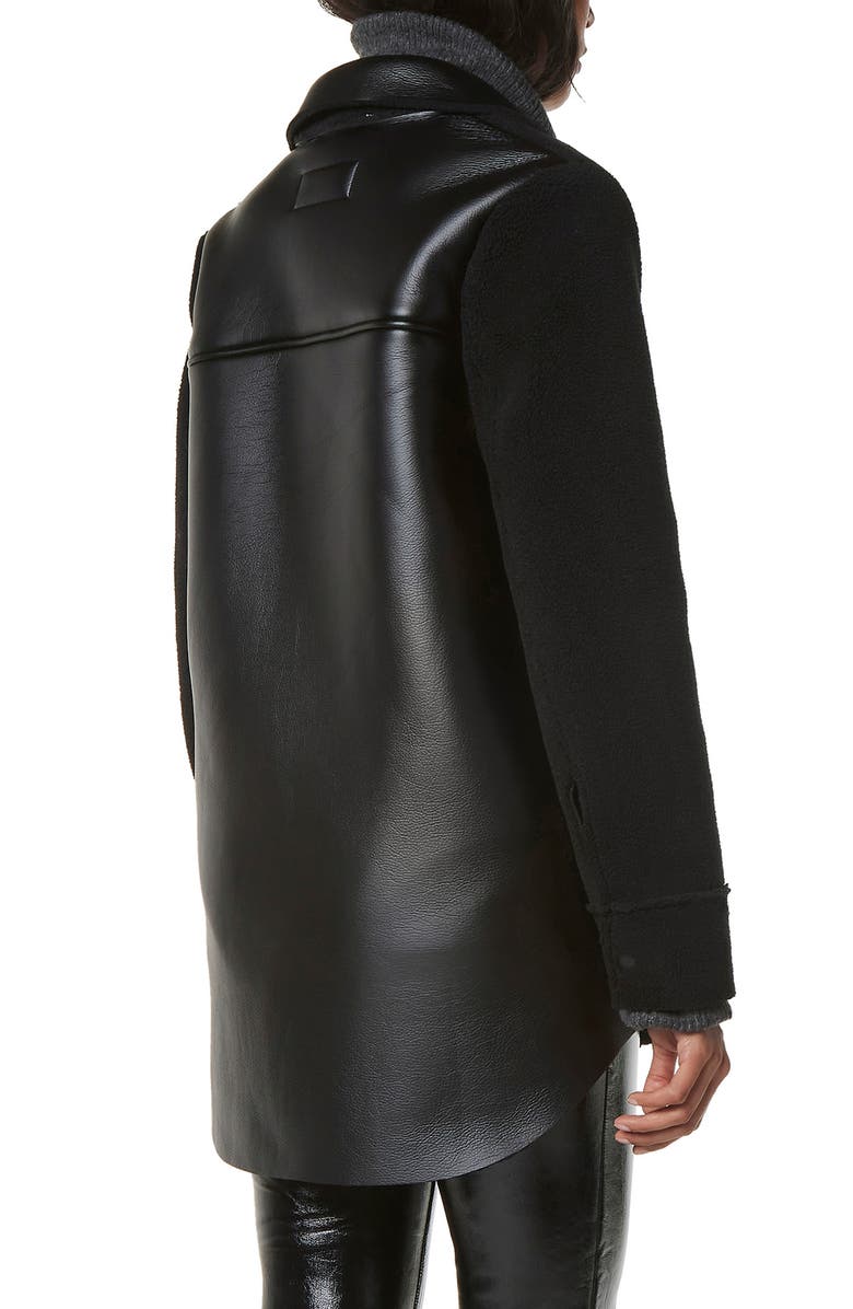 Andrew Marc Faux Leather & Faux Shearling Shirt Jacket, Alternate, color,