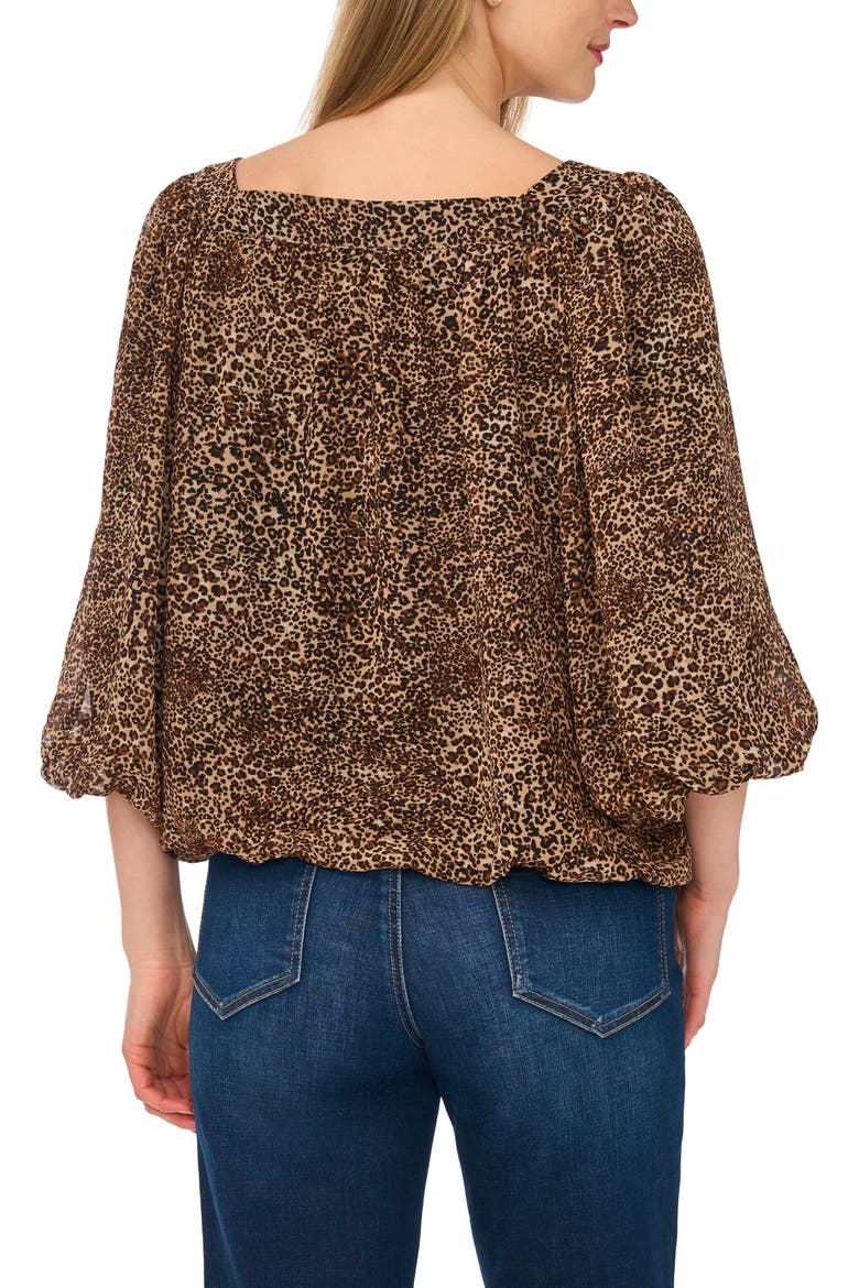 Square Neck Bubble Top, Alternate, color, CARAMEL MULTI