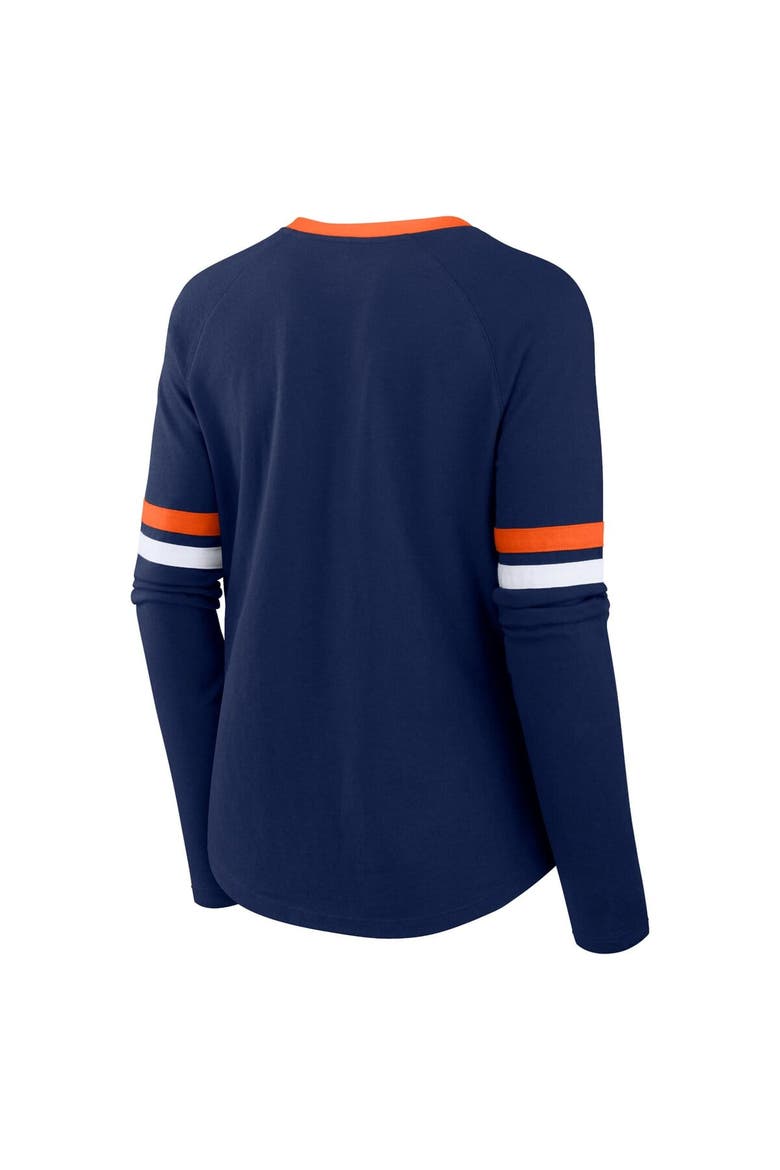 Women's Fanatics Navy Houston Astros Won & Done Raglan Lace-Up Long Sleeve T-Shirt, Alternate, color, Navy