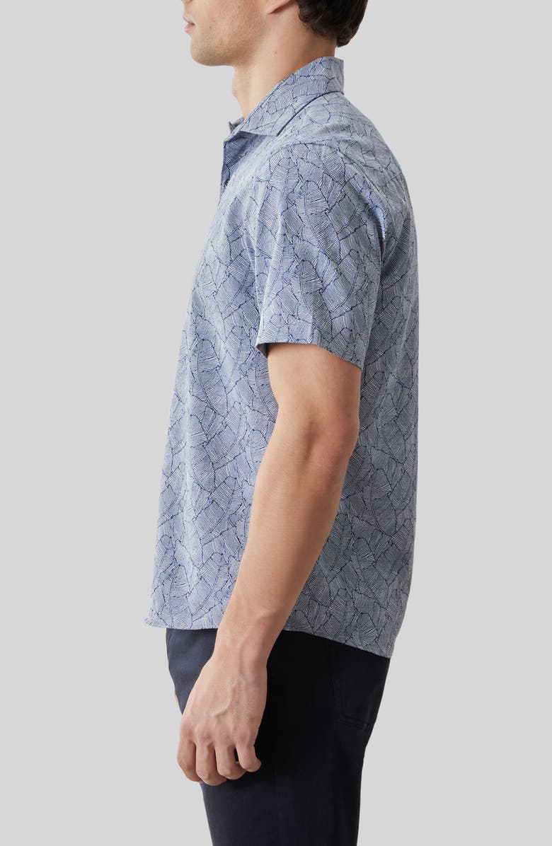 Robert Barakett Kazuki Leaf Print Short Sleeve Cotton Button-Up Shirt, Alternate, color,
