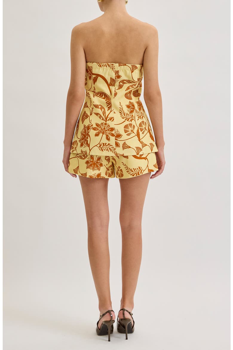 Savannah Print Strapless Button Front Top, Alternate, color, MARIGOLD PALM PRINT