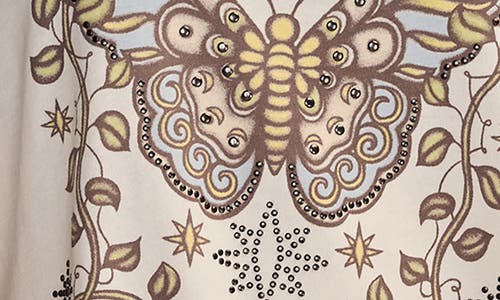 Lucky Brand Stud Embellished Butterfly Cotton Graphic T-shirt In White