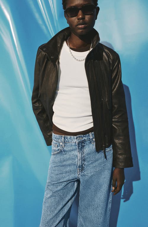 Mango Mid Rise Straight Leg Jeans In Blue