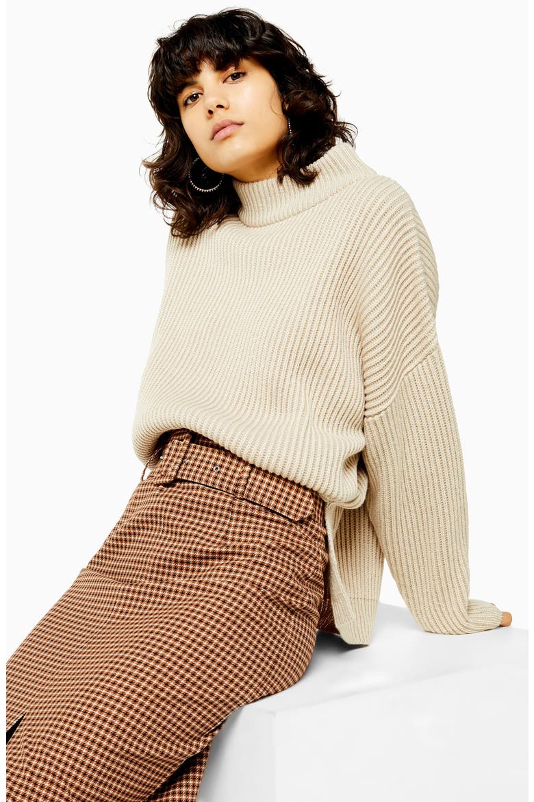 Belted Check Slit Midi Skirt, Alternate, color, BROWN MULTI