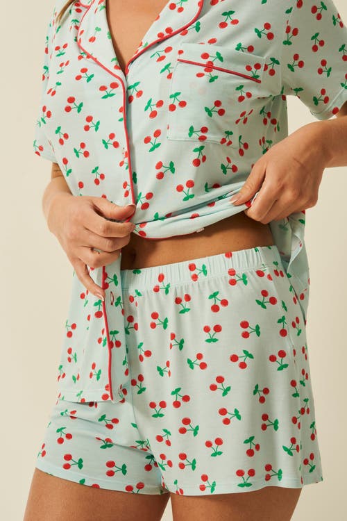 Stripe & Stare Bedshorts Set Cherryade In Blue