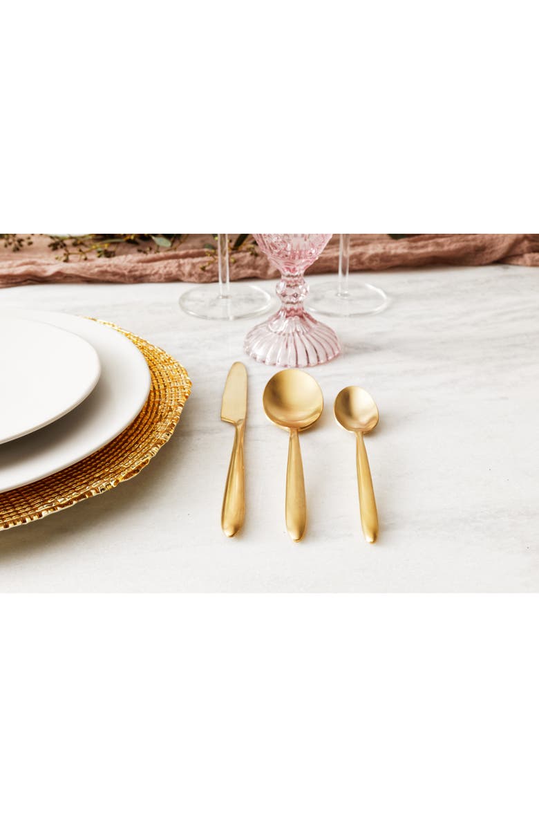 Fortessa Velo 20-Piece Stainless Steel Flatware Set, Alternate, color, Gold