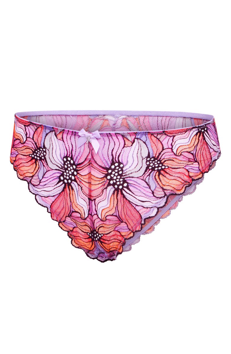 SAVAGE X FENTY Mosaic Floral Lace Cheeky Briefs, Alternate, color, Purple Opal