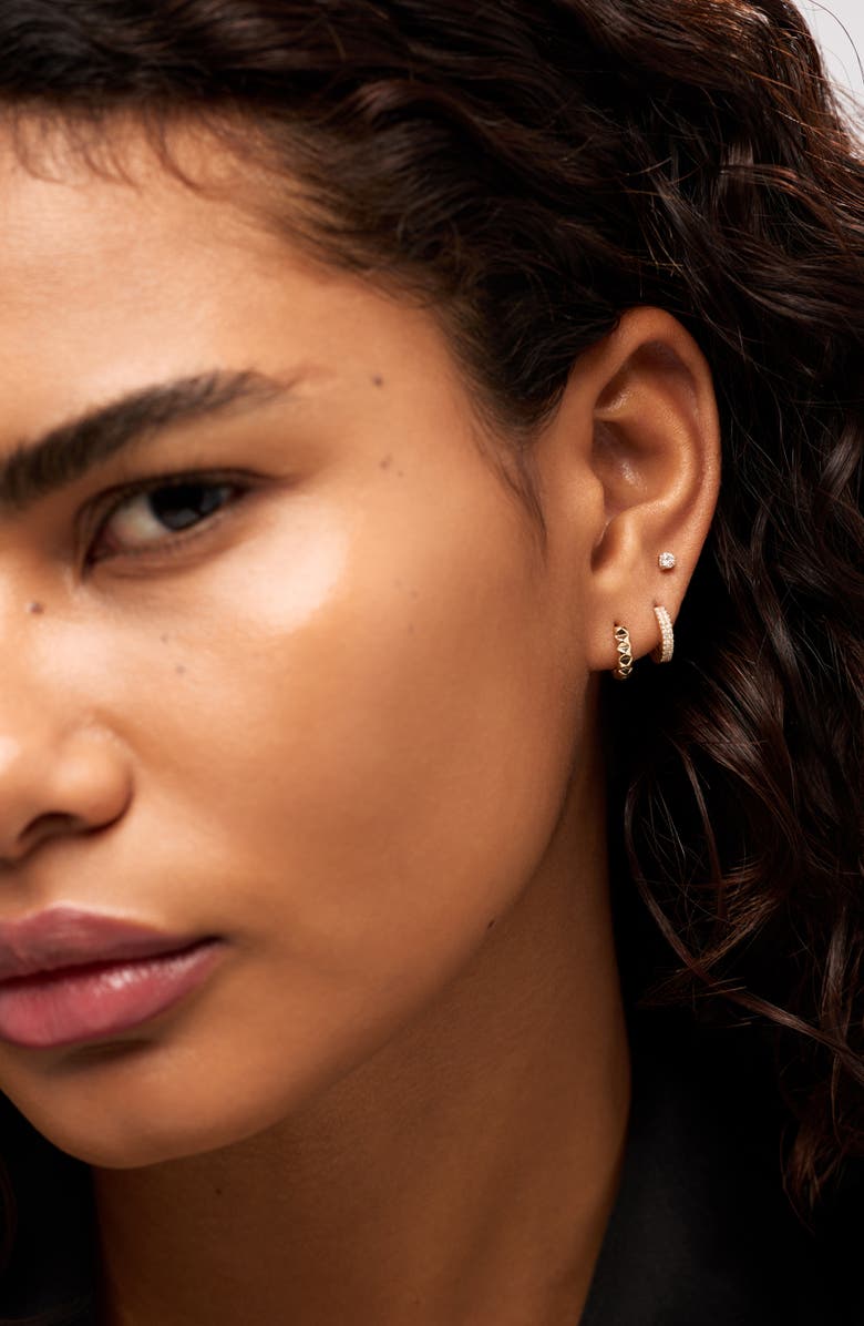 Ana Luisa Solid Yellow Gold - Pyramid Huggie Hoops, Alternate, color, Gold