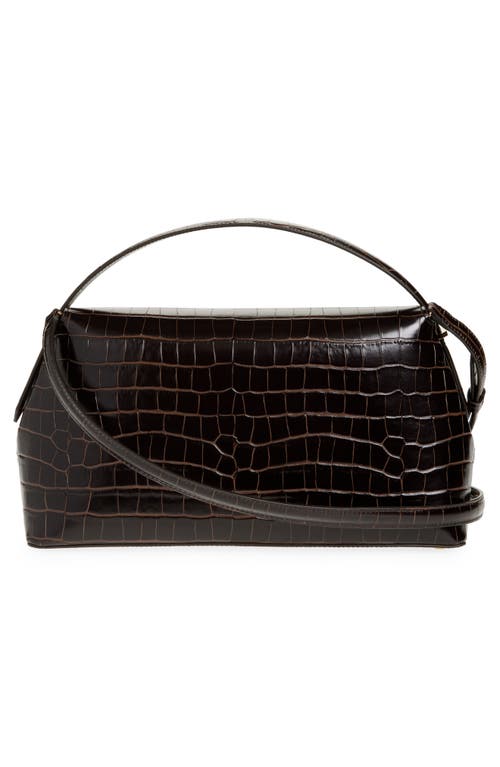 Totême Toteme T-lock Croc Embossed Leather Top Handle Bag In Brown
