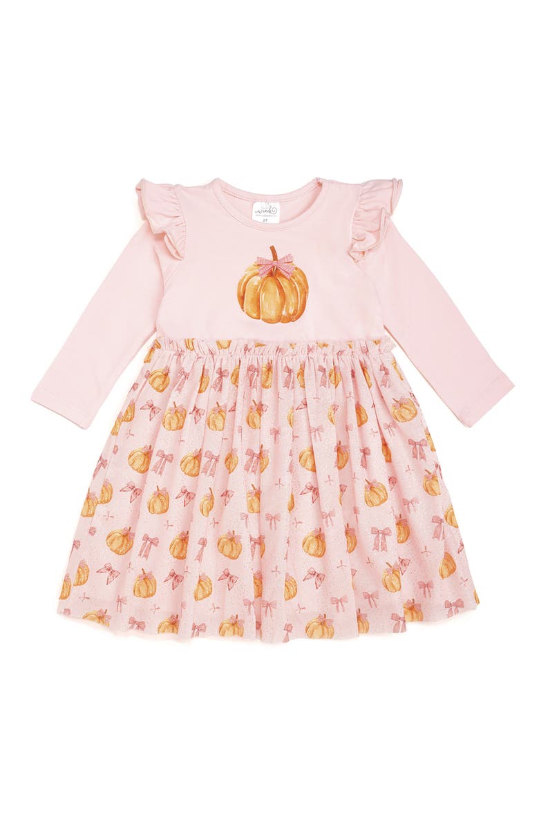 Sweet Wink Pumpkin Long Sleeve Tutu Dress, Main, color, Multicolor