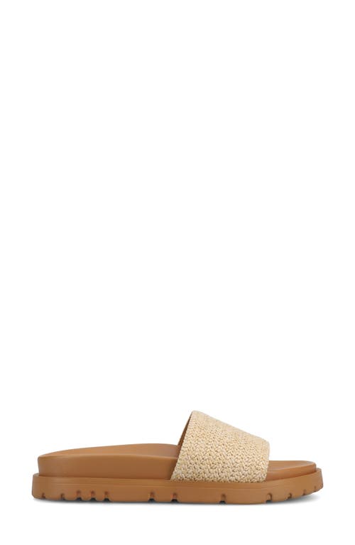 Journee Collection Starr Woven Platform Slide Sandal In Natural