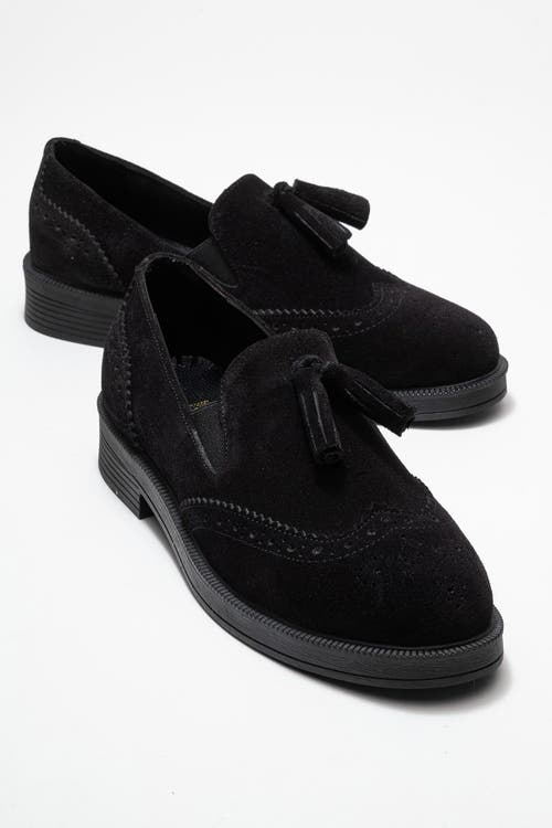 Forever & Always Shoes Alex Leather Tassel Loafers In Black